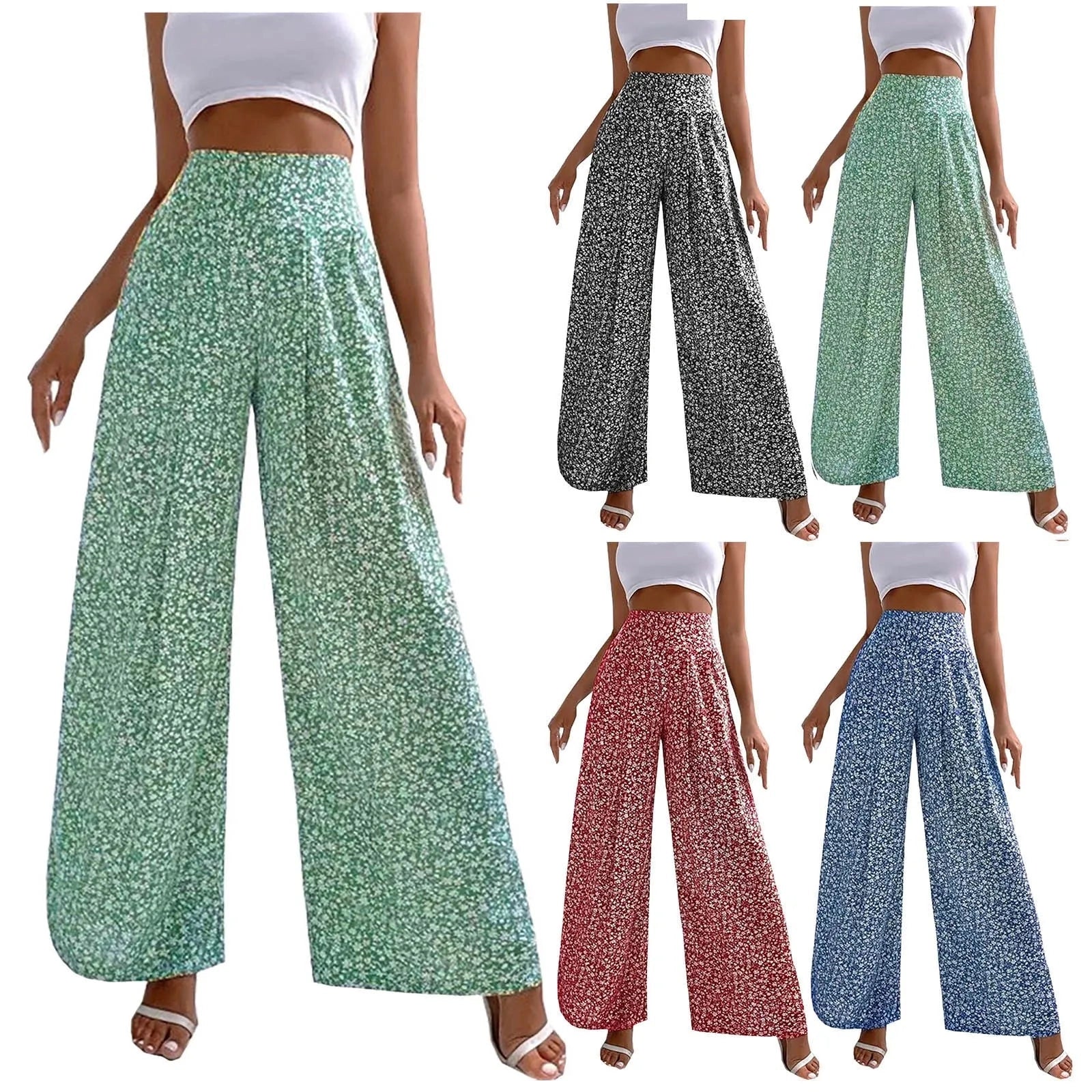 Boho Summer Palazzo Pants: Women's High-Waisted Floral Wide Leg Trousers
 - ModishWorld