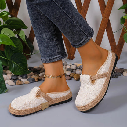 Bohemian Lace Espadrille Slip-Ons for Women: Breathable & Lightweight
 - ModishWorld