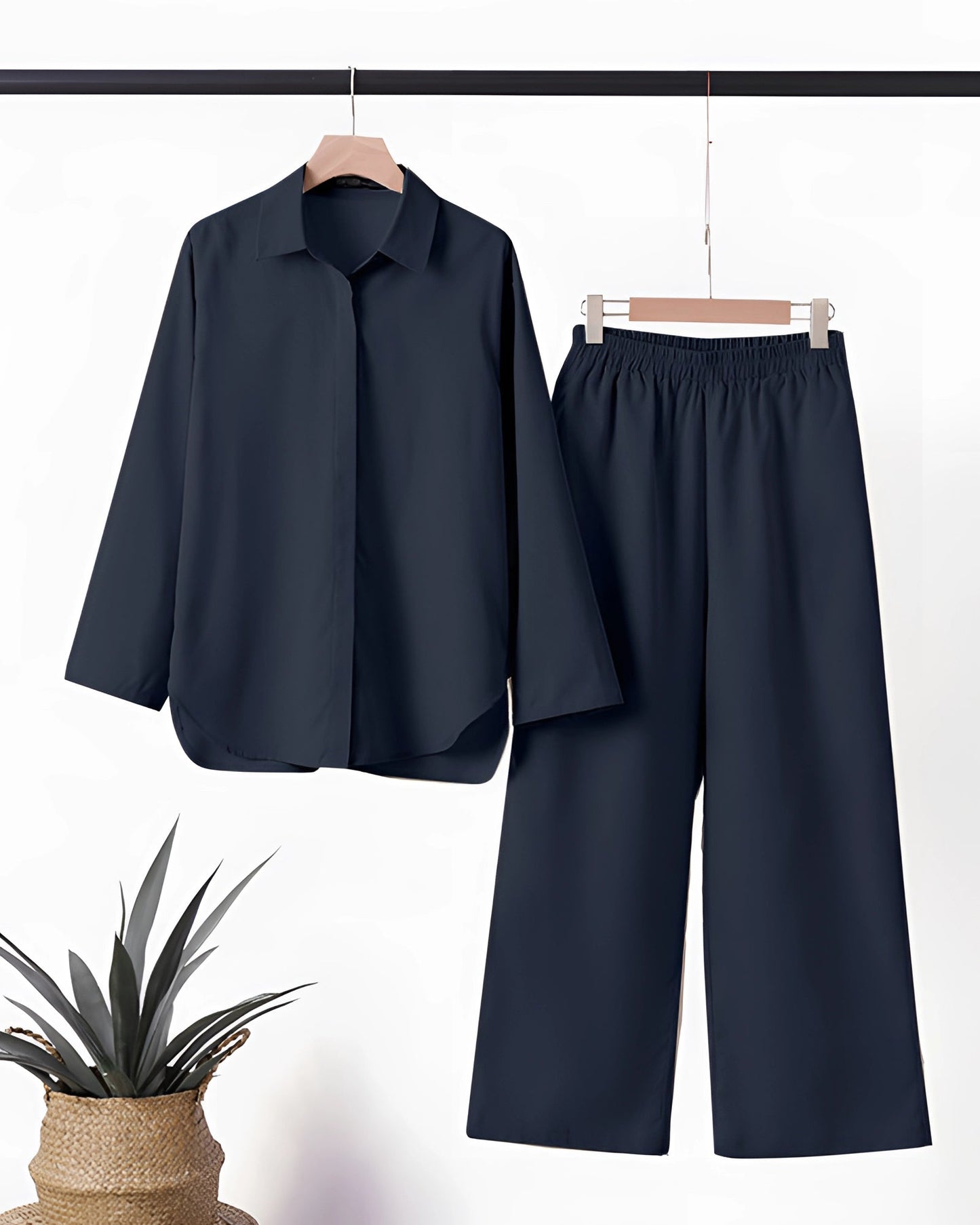 Comfortable Navy Blue Loungewear Set for Women: Loose Fit, Elastic Waist
 - ModishWorld
