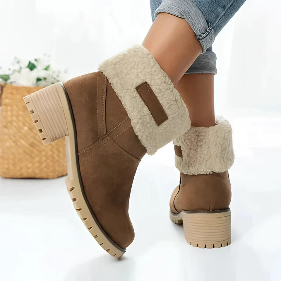 Orange Suede Platform Ankle Boots for Women with Slip-Resistant Soles ...