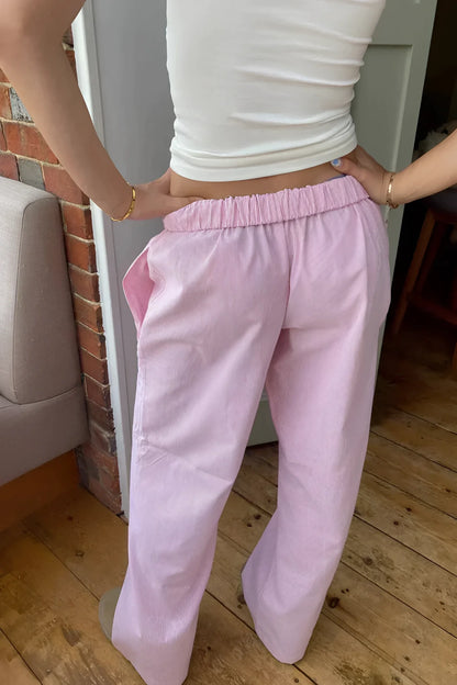 Pink Striped Pajama Bottoms for Women: Lightweight Cotton, Relaxed Fit with Pockets
 - ModishWorld