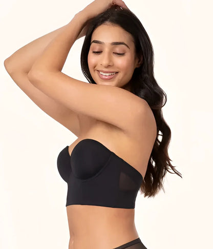 Seamless, no-slip, wire-free black bandeau bra for women
 - ModishWorld