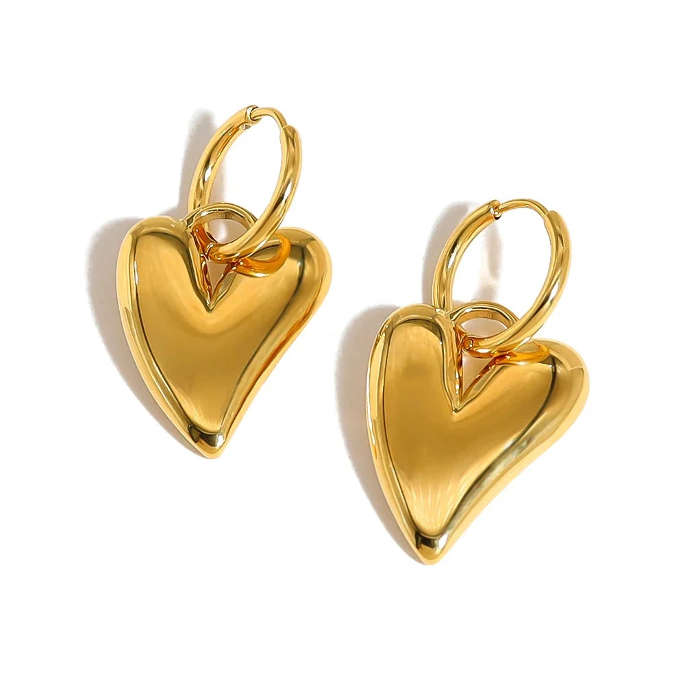 YA-CHAN 18K Gold Heart Jewelry Set: Necklace and Earrings
 - ModishWorld