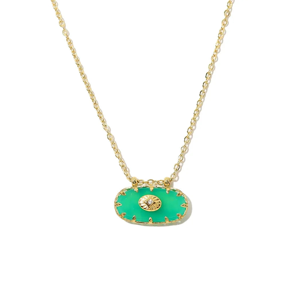 Luxury Emerald Necklace with YA-CHAN Green Gemstone Pendant and Gold Chain
 - ModishWorld