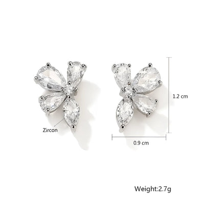Marquise Crystal Bridal Earrings with Gold Leaf Floral Detail
 - ModishWorld
