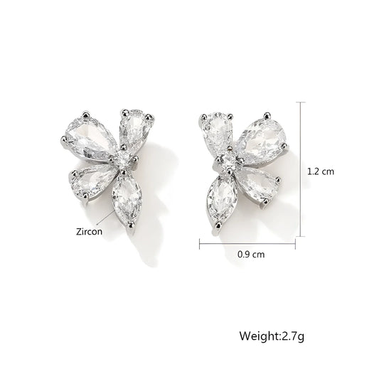 Marquise Crystal Bridal Earrings with Gold Leaf Floral Detail
 - ModishWorld