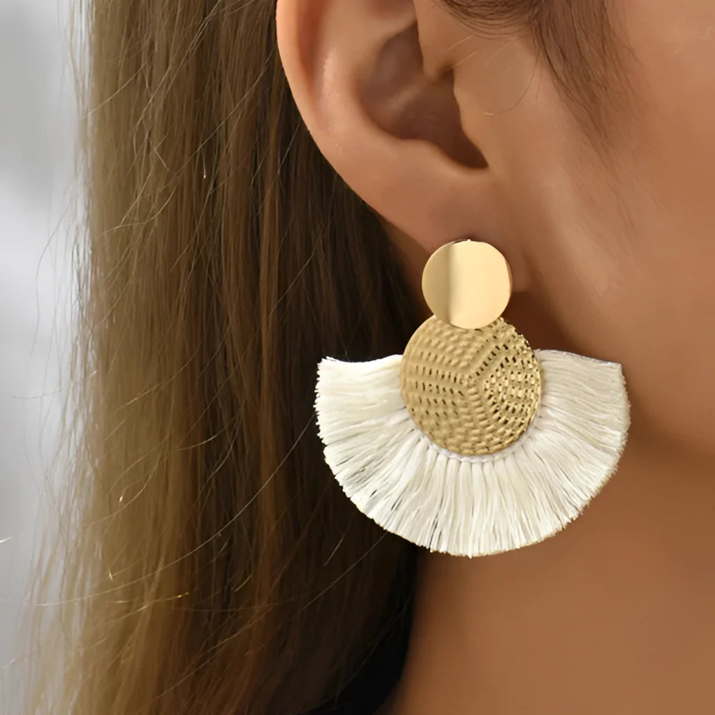 Gold Disk & White Tassel Bohemian Earrings: A Summer Statement Piece
 - ModishWorld