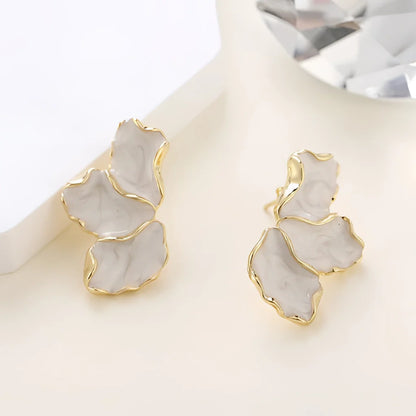 Asymmetrical Marble Earrings with Gold Rim – One-of-a-Kind Designer Jewelry
 - ModishWorld