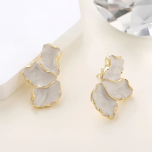 Asymmetrical Marble Earrings with Gold Rim – One-of-a-Kind Designer Jewelry
 - ModishWorld