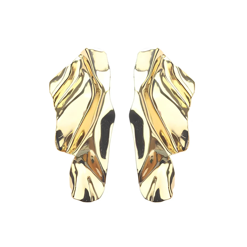 Abstract Ocean-Inspired Gold Shell Earrings
 - ModishWorld