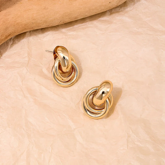 Modern Designer Gold Earrings with Multi-Loop Spiral Design
 - ModishWorld