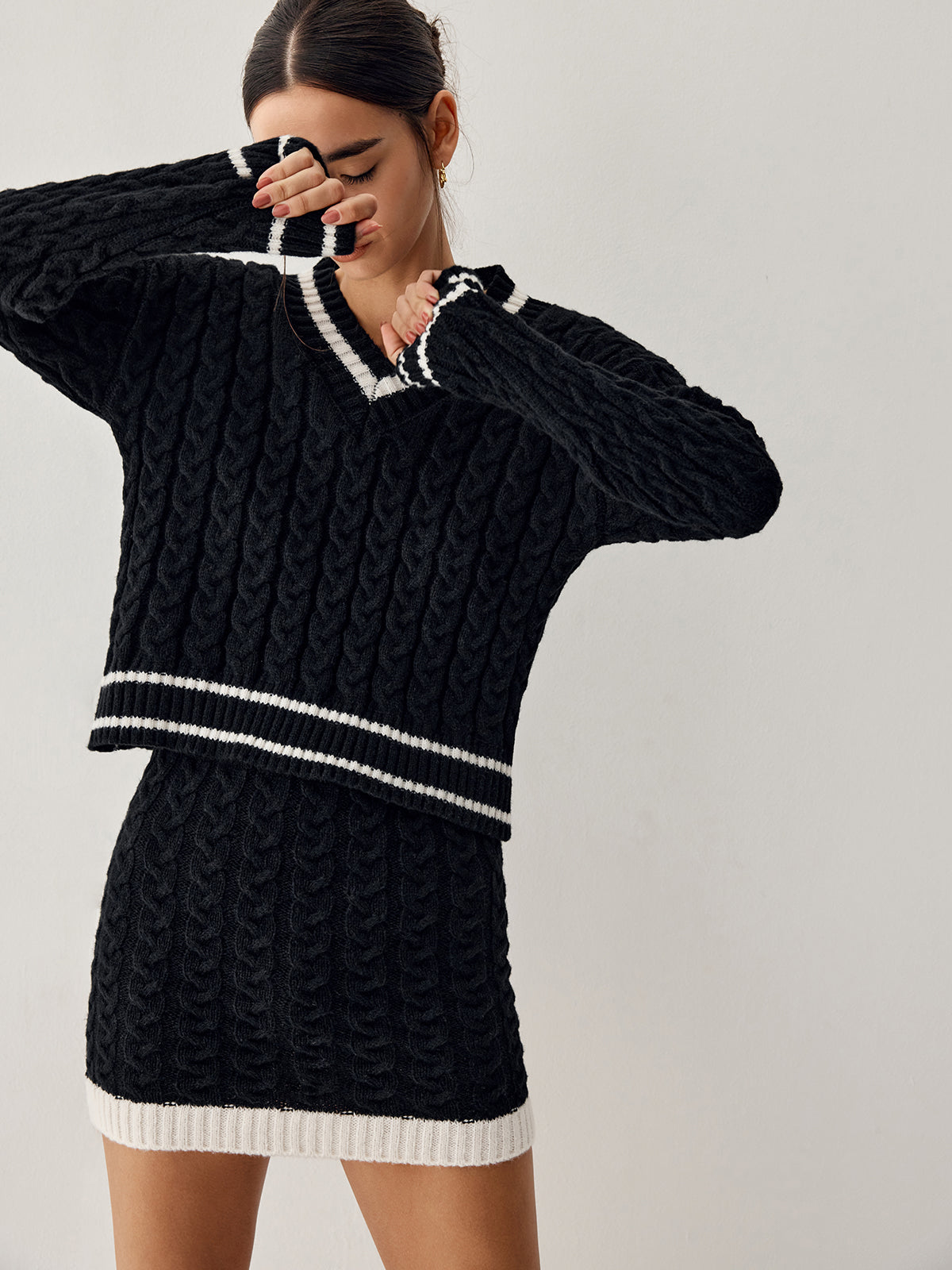 Soft V-Neck Cable Knit Women's Sweater - ModishWorld