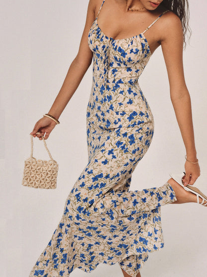 Elegant Flower Print Fit Bodycon Dress for Women