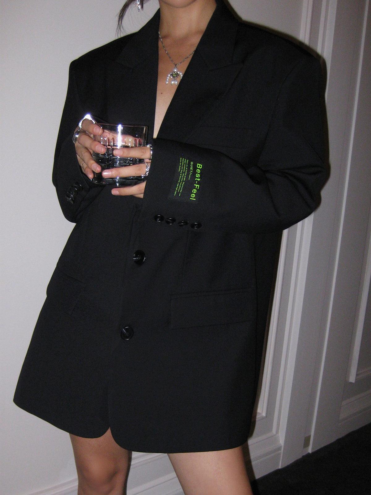 Women's Classic Long Blazer - Single Button Jacket