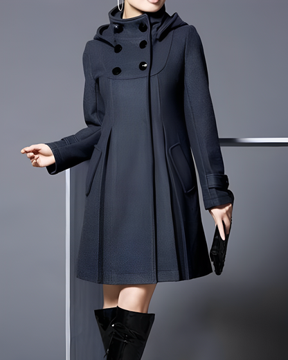 Ladies Warm Parka Coat - Waterproof Hooded Trench Style