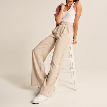 Classic High Waisted Wide Leg Work Pants