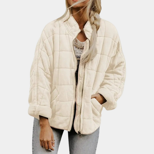 Women's Padded Coat - High Neck & Zipper Closure - ModishWorld
