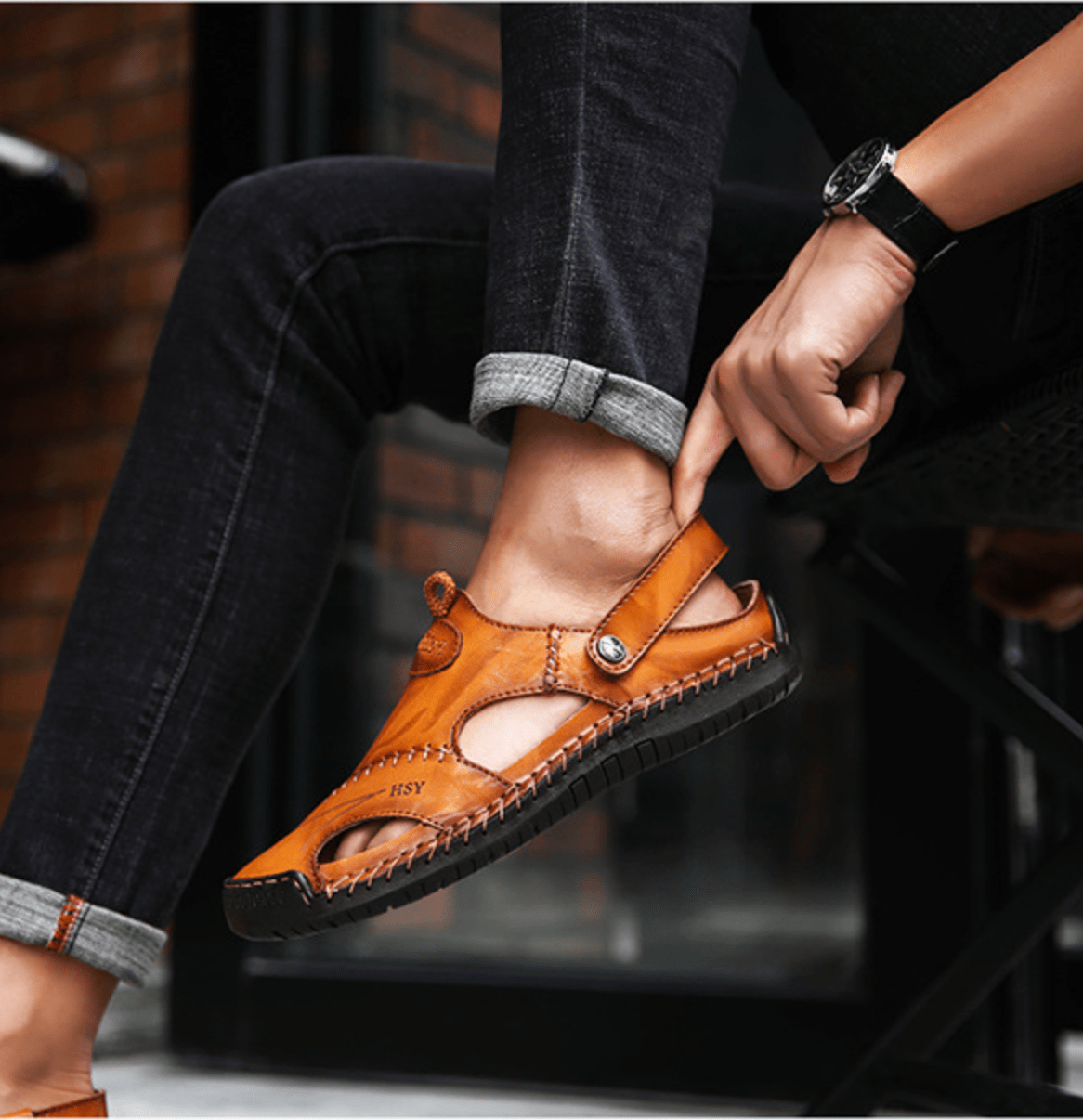 Men's Classic Leather Flip Flop Sandals