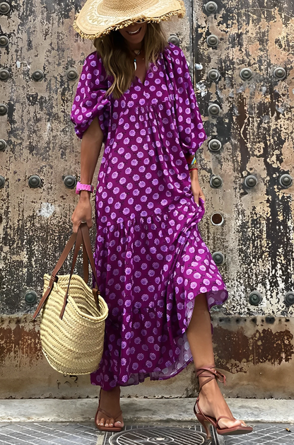 Chic V-Neck Summer Dress for Women
