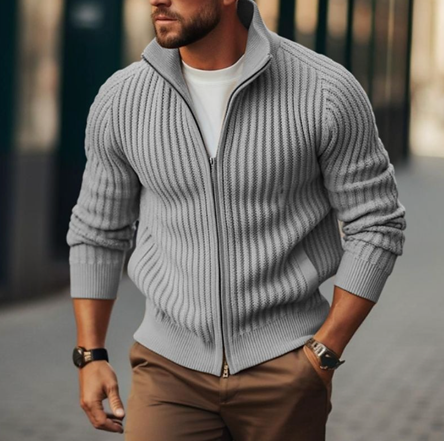 Warm Crew Neck Knit Cardigan Sweater