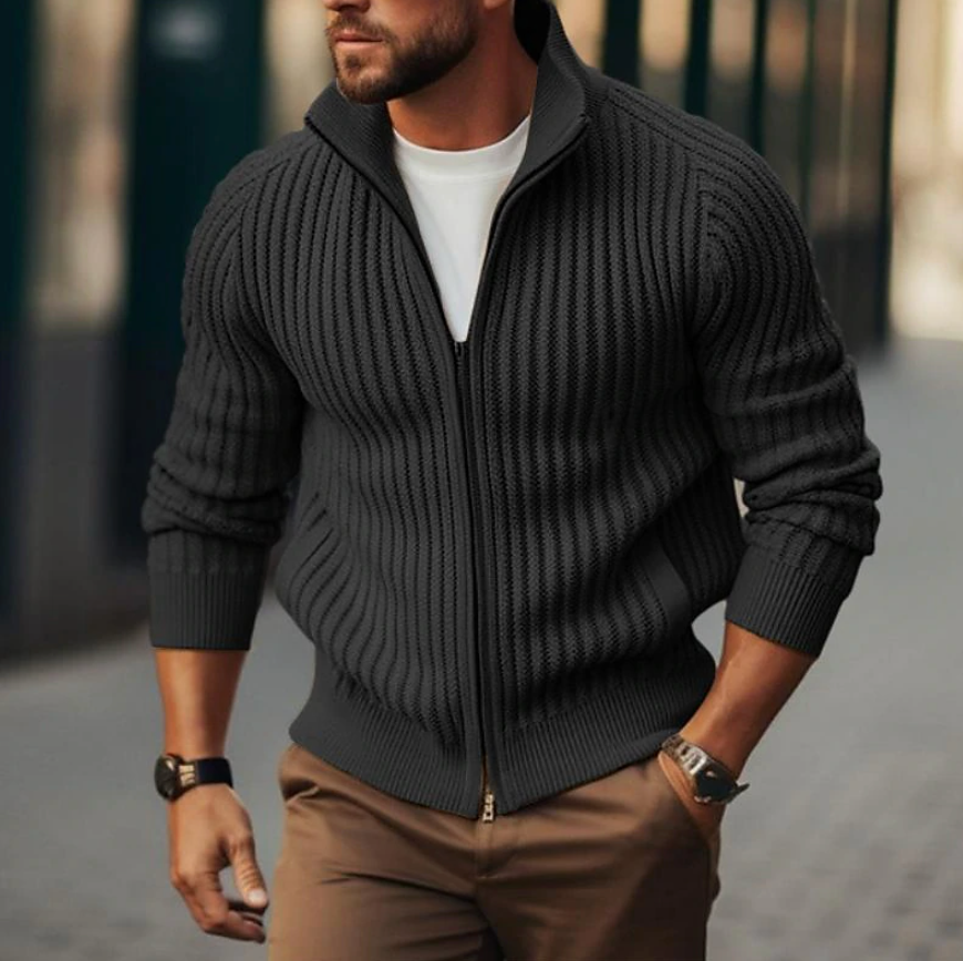 Warm Crew Neck Knit Cardigan Sweater