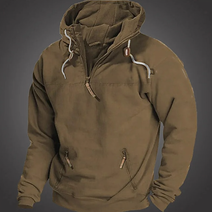 Men's Pullover Hoodie with Adjustable Hood - ModishWorld