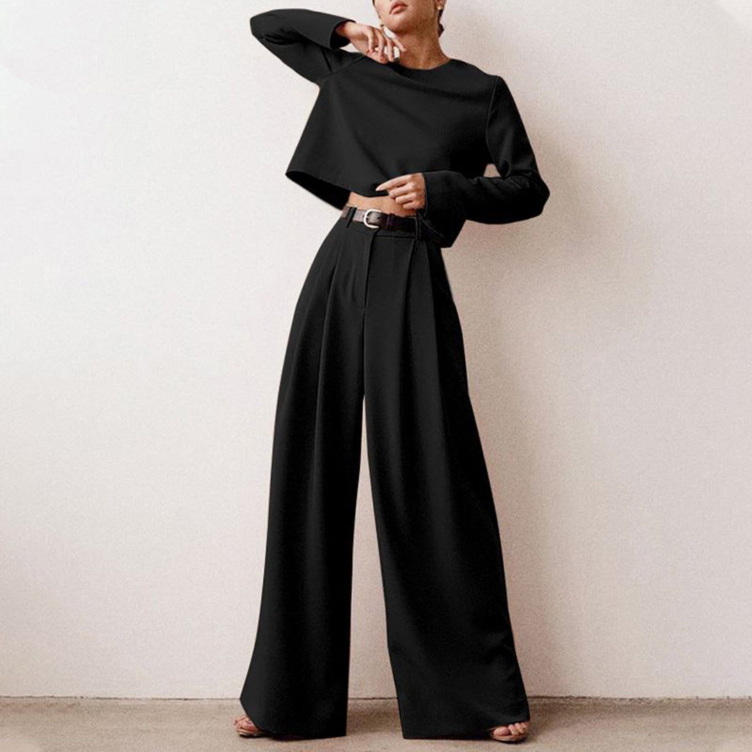 Karina - Chic 2-Piece Wide Leg Pants Set - ModishWorld