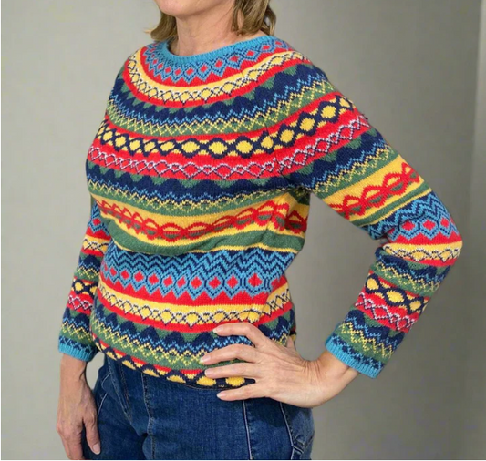 Women's Bright Multicolour Knit Sweater - ModishWorld
