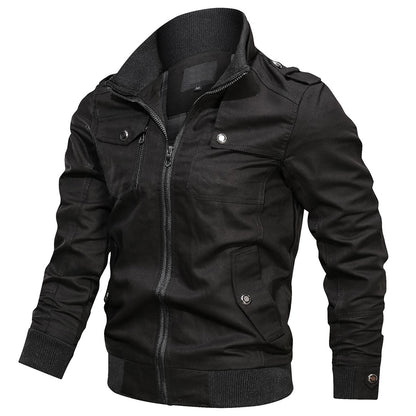 Men's Zip Up Flight Jacket with Stand Collar Pocket