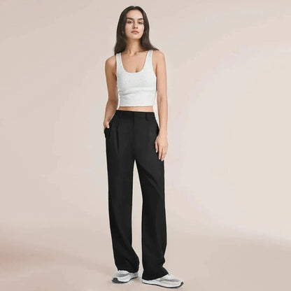 Classic High Waisted Wide Leg Work Pants