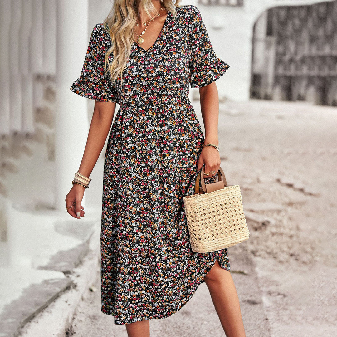 Stylish Floral Midi Sundress - Perfect Beach Wear