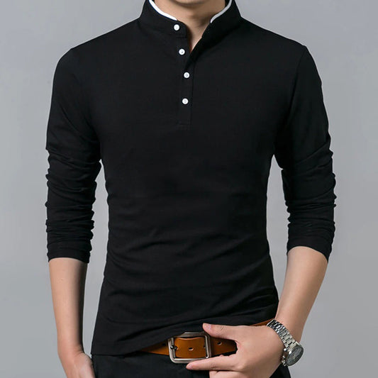 Classic Comfortable Mens Long Sleeve Polo Shirt - ModishWorld