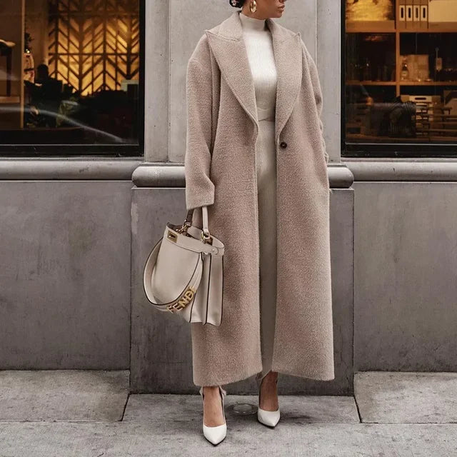 Women's Oversized Long Coat - Open Front Style