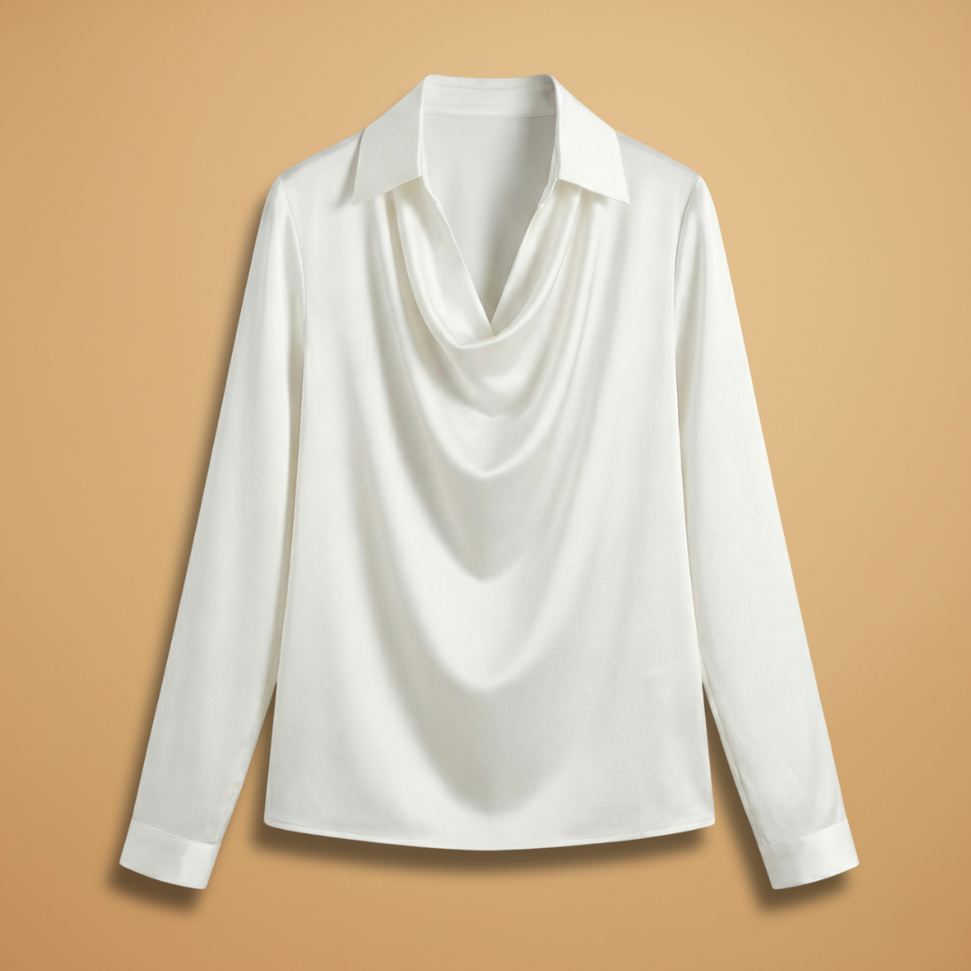 Ladies' Relaxed Fit Blouse with V Neck and Long Sleeves - Modish World