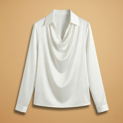 Ladies' Relaxed Fit Blouse with V Neck and Long Sleeves - Modish World
