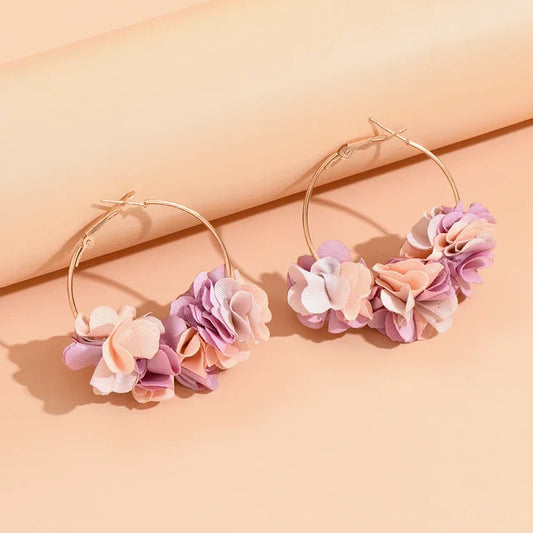 Light Spring Pastel Floral Hoop Earrings
 - ModishWorld
