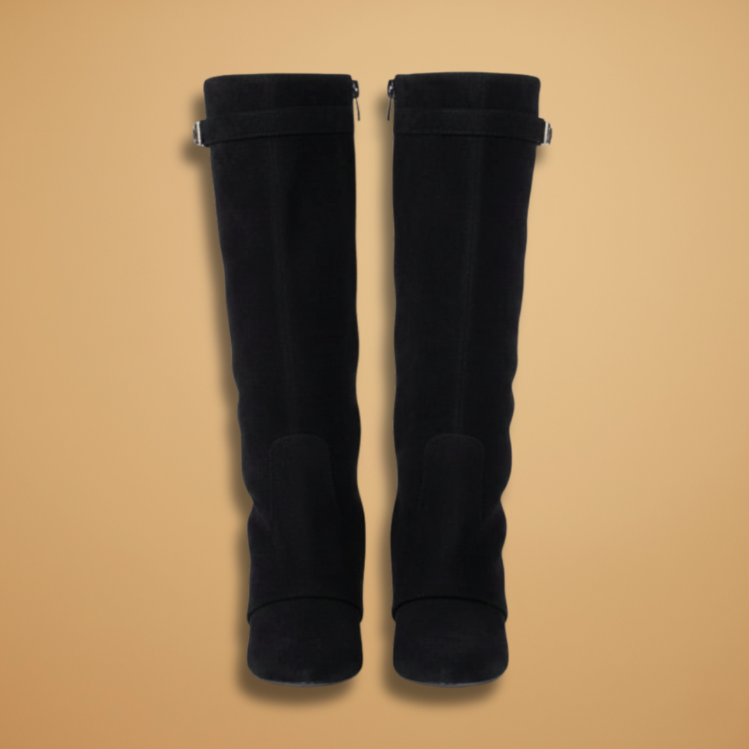 Tall Side Zip Boots with Low Block Heel - Modish World