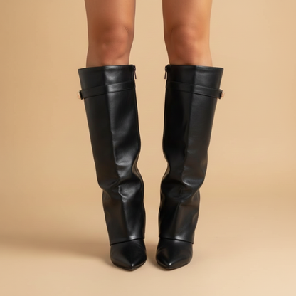 Tall Side Zip Boots with Low Block Heel