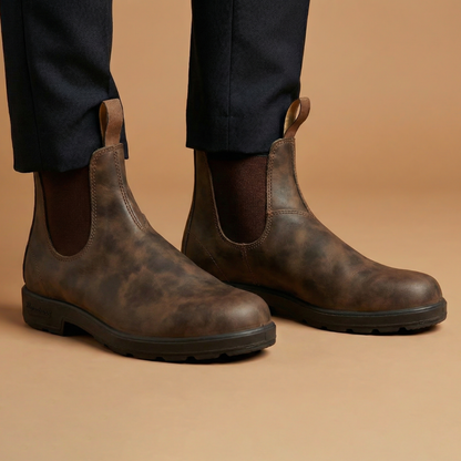 Men's Elastic Side Ankle Boots with Pull On Tabs