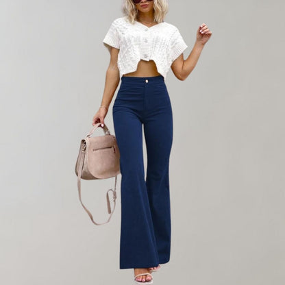 Women's Classic Wide Leg High Waisted Jeans - ModishWorld