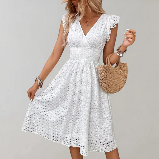 Chic Flowy Sleeve Mid Length Dress - ModishWorld