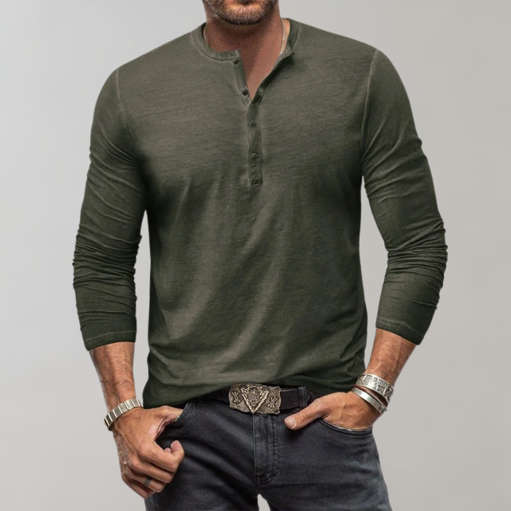 Classic Men's Button Front Long Sleeve Shirt - ModishWorld