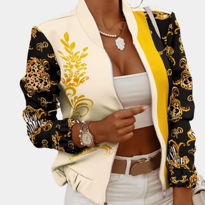 Ladies' Graphic Zip Up Jacket with Ribbed Cuff