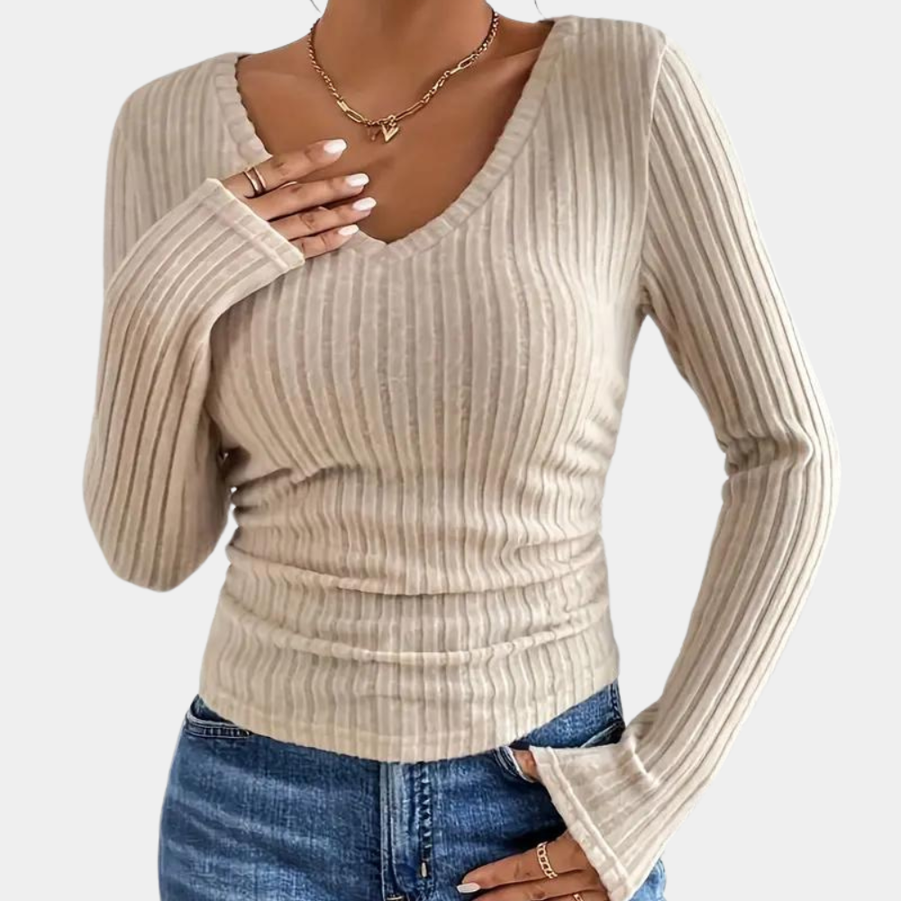 Fitted Women's Ribbed Long Sleeve Shirt - ModishWorld
