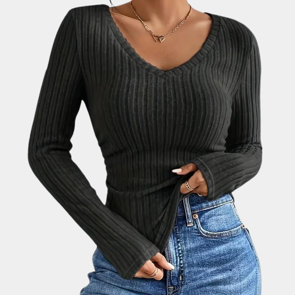 Fitted Women's Ribbed Long Sleeve Shirt