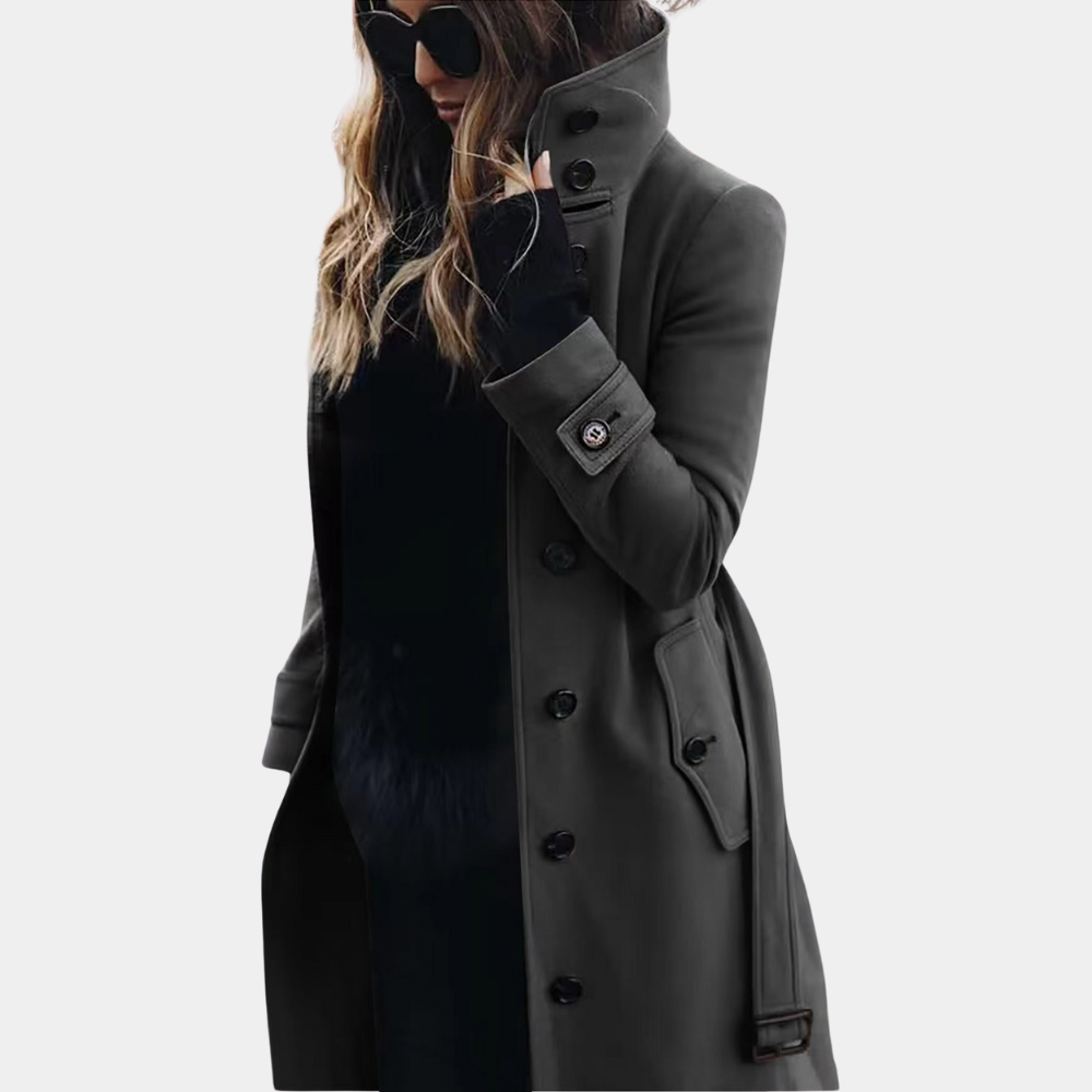 Classic Buckle Trench Coat for Ladies