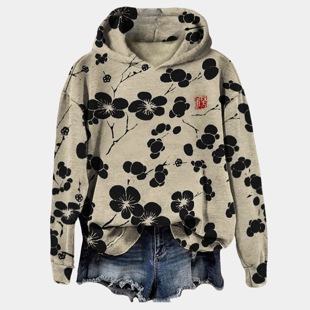 Ladies Casual Sweatshirt - Floral Drop Shoulder Design - ModishWorld