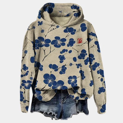 Ladies Casual Sweatshirt - Floral Drop Shoulder Design