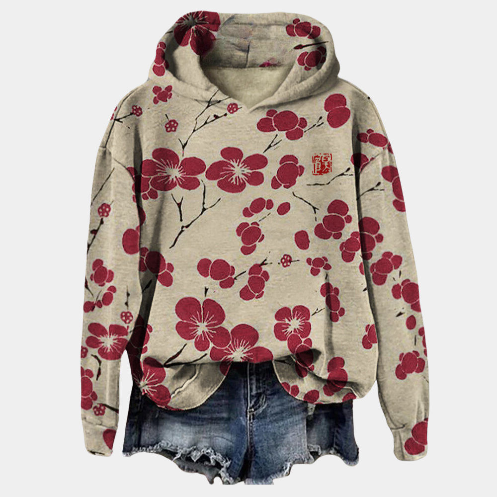 Ladies Casual Sweatshirt - Floral Drop Shoulder Design
