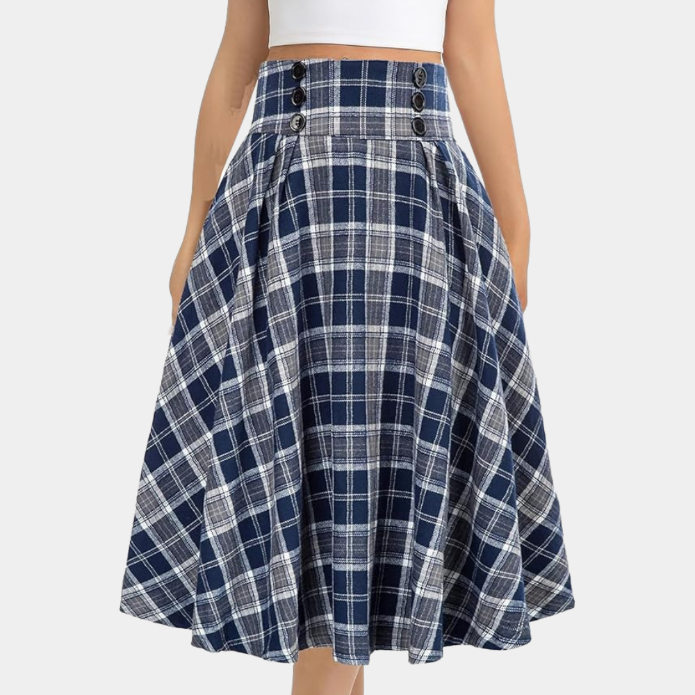 Floral Midi Skirt - Classic A-Line Cut - ModishWorld